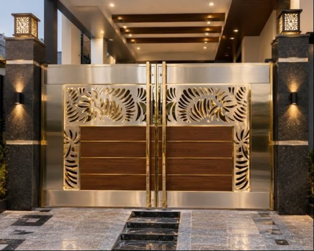 Luxury Modern Main Gate & Designer Railing Fabrication | Project Case Study